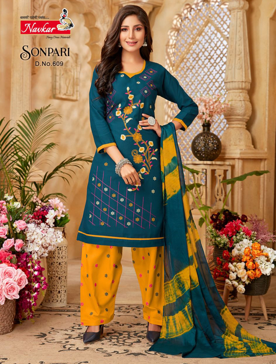 Navkar Sonpari Vol 6 Semi Lawn Cotton Wholesale Readymade Salwar Suit Catalog — Wholesale Salwar Suits, MPA wholesale from Surat — view 1