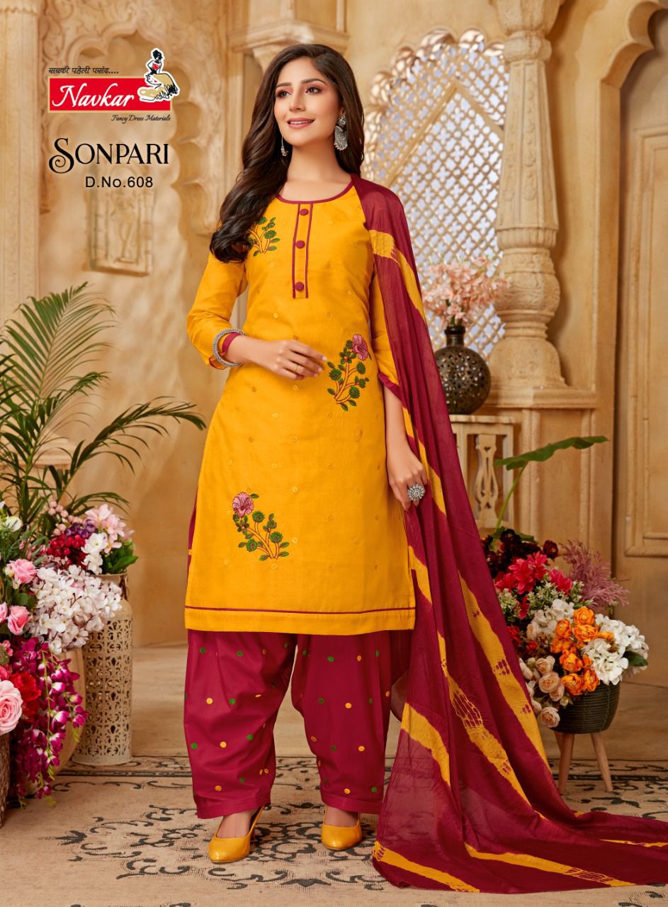 Navkar Sonpari Vol 6 Semi Lawn Cotton Wholesale Readymade Salwar Suit Catalog — Wholesale Salwar Suits, MPA wholesale from Surat - Gallery Image 9