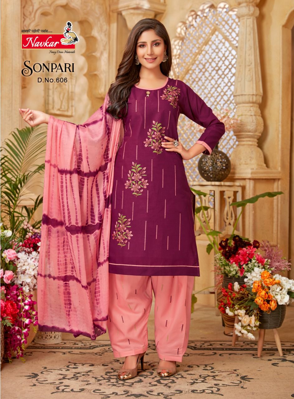 Navkar Sonpari Vol 6 Semi Lawn Cotton Wholesale Readymade Salwar Suit Catalog — Wholesale Salwar Suits, MPA wholesale from Surat - Gallery Image 3