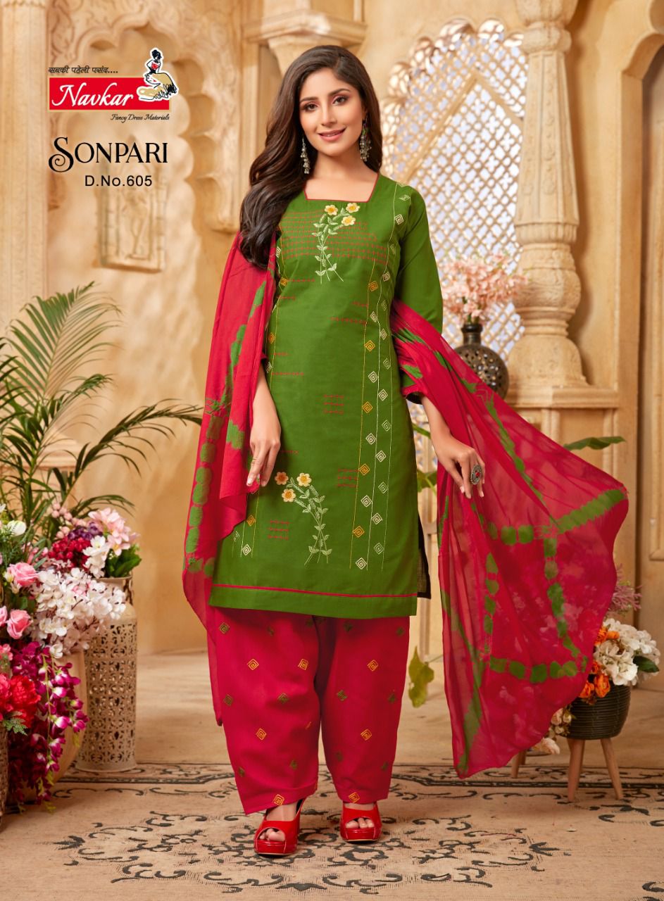 Navkar Sonpari Vol 6 Semi Lawn Cotton Wholesale Readymade Salwar Suit Catalog — Wholesale Salwar Suits, MPA wholesale from Surat - Gallery Image 4