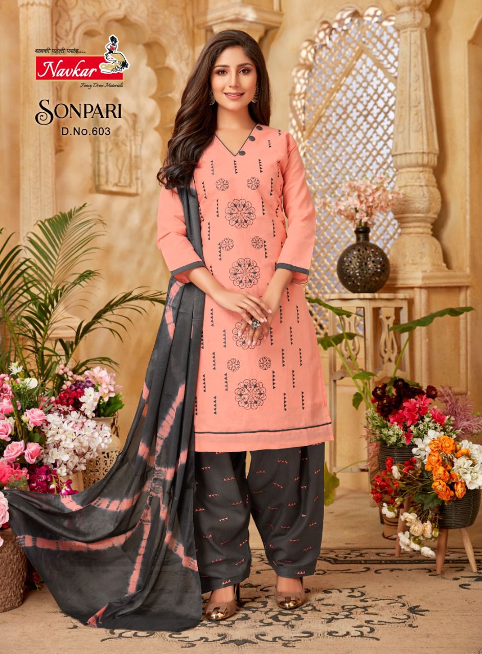 Navkar Sonpari Vol 6 Semi Lawn Cotton Wholesale Readymade Salwar Suit Catalog — Wholesale Salwar Suits, MPA wholesale from Surat - Gallery Image 5
