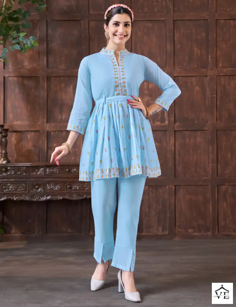 Vardan Ethnic Stella Mal Cotton Wholesale Coat Pant Set Catalog — Wholesale Kurtis, MPA wholesale from Surat — view 1