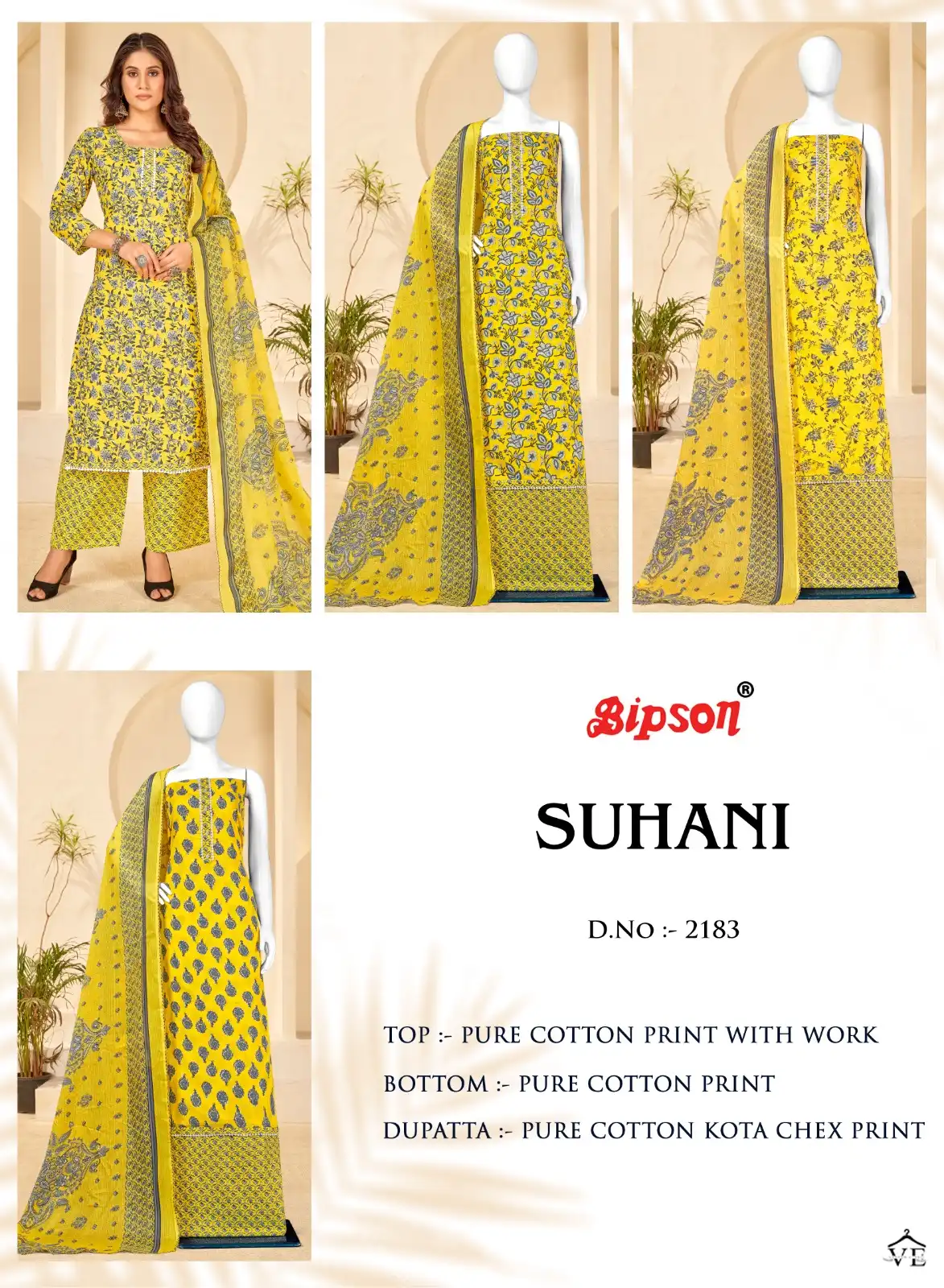 Bipson Suhani 2183 Pure Cotton Wholesale Readymade Suits Catalog — Wholesale Salwar Suits, MPA wholesale from Surat — view 5