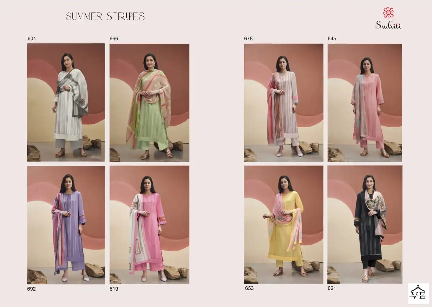 Sudriti Summer Stripes Cambric Comb Wholesale Designer Salwar Suit Catalog — Wholesale Salwar Suits, MPA wholesale from Surat — view 9