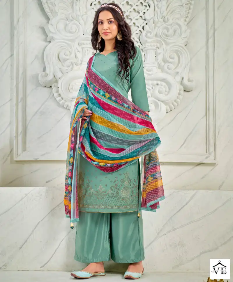 Bipson Swarovski 2152 Pure French Creape Print Wholesale Salwar Suit Catalog — Wholesale Salwar Suits, MPA wholesale from Surat — view 1