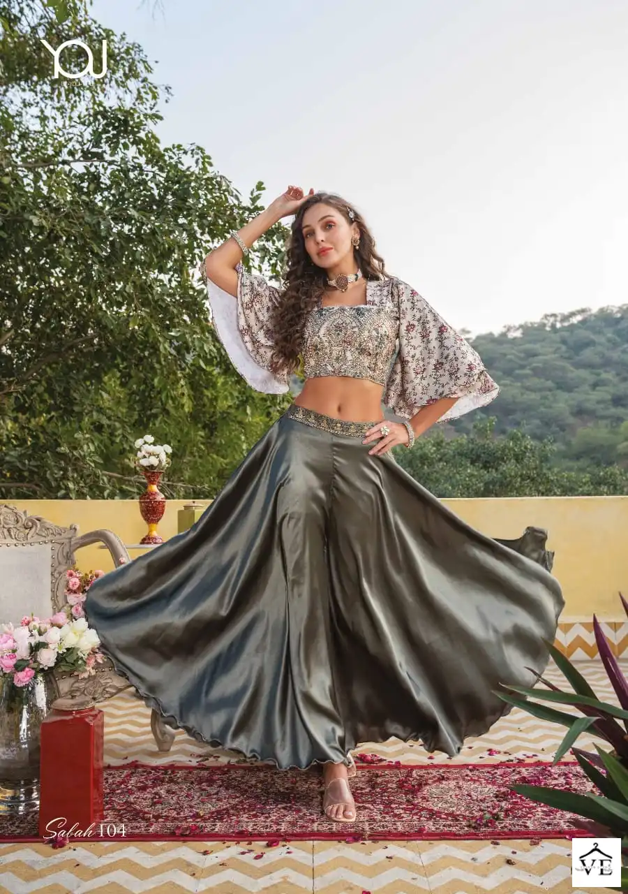 You Sabah Georgette Wholesale Crop Top Gown Catalog — Wholesale Lehenga, MPA wholesale from Surat — view 2
