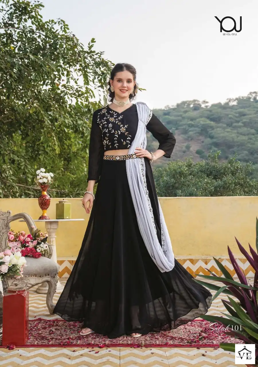 You Sabah Georgette Wholesale Crop Top Gown Catalog — Wholesale Lehenga, MPA wholesale from Surat — view 3