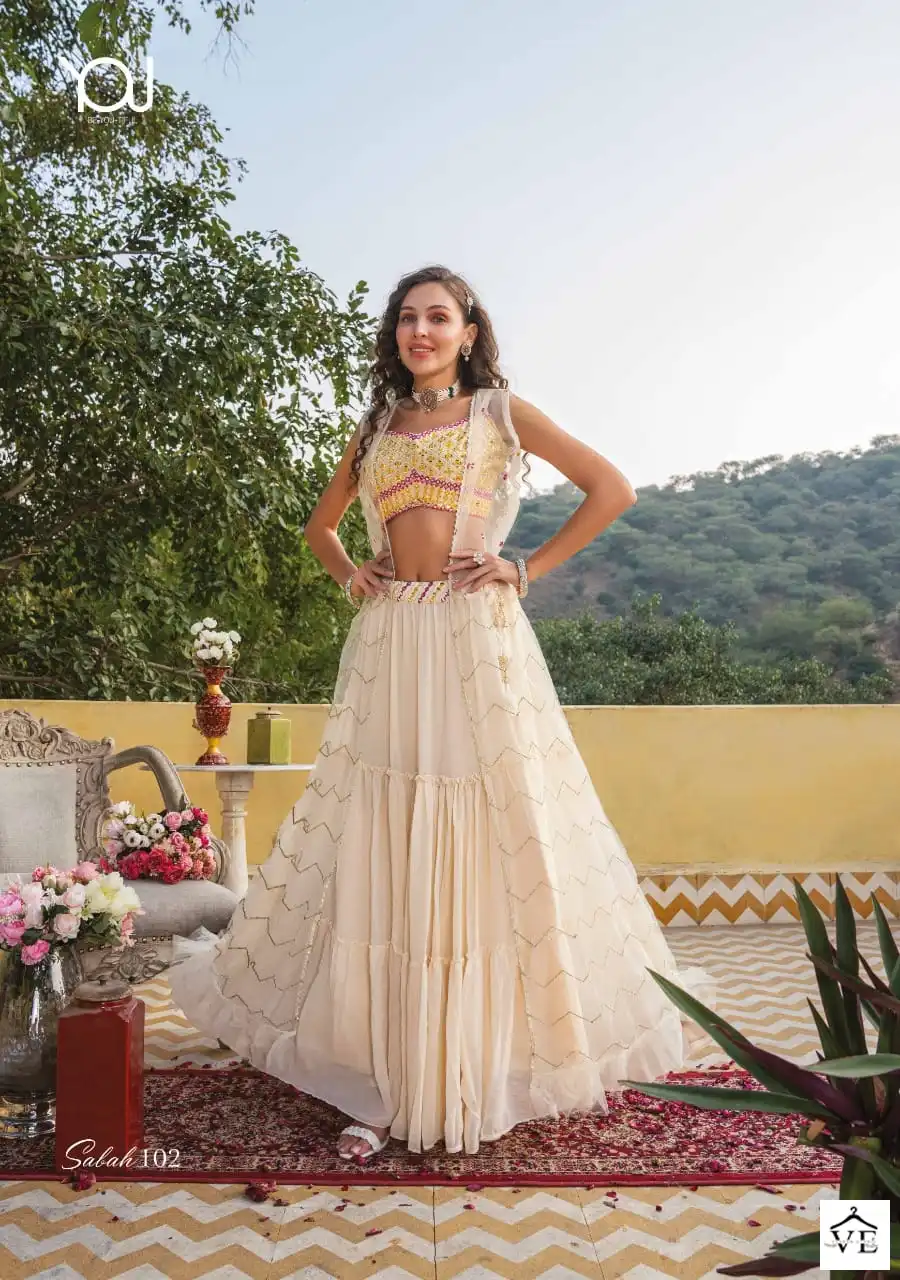 You Sabah Georgette Wholesale Crop Top Gown Catalog — Wholesale Lehenga, MPA wholesale from Surat — view 4