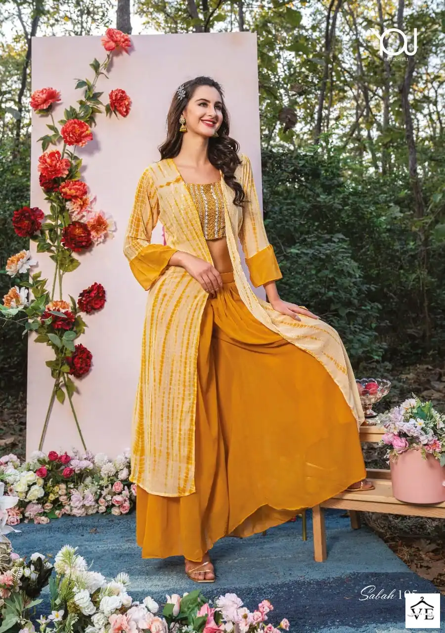 You Sabah Georgette Wholesale Crop Top Gown Catalog — Wholesale Lehenga, MPA wholesale from Surat — view 5