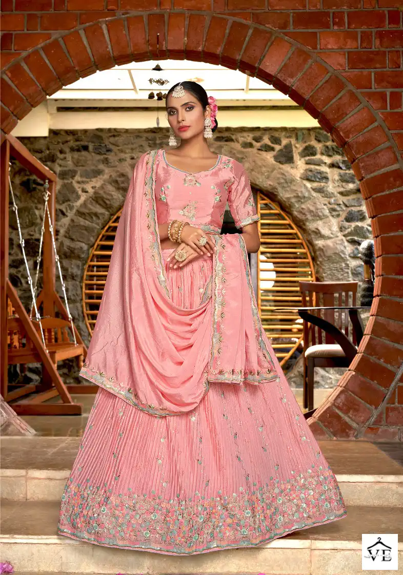Varni Saheli Chinon Crushed Wholesale Lehenga Catalog — Wholesale Lehenga, MPA wholesale from Surat - Gallery Image 3