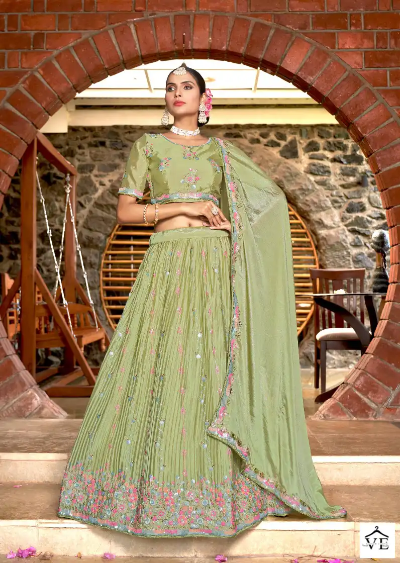 Varni Saheli Chinon Crushed Wholesale Lehenga Catalog — Wholesale Lehenga, MPA wholesale from Surat - Gallery Image 2