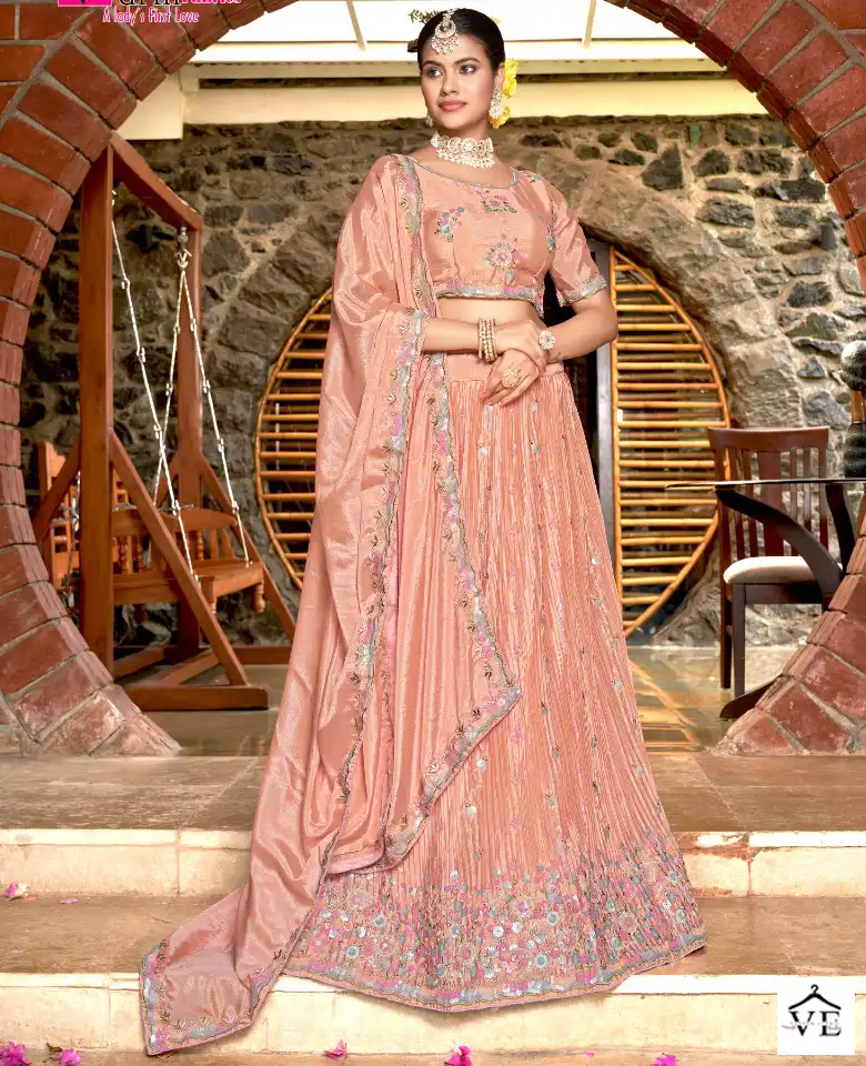 Varni Saheli Chinon Crushed Wholesale Lehenga Catalog — Wholesale Lehenga, MPA wholesale from Surat — view 1