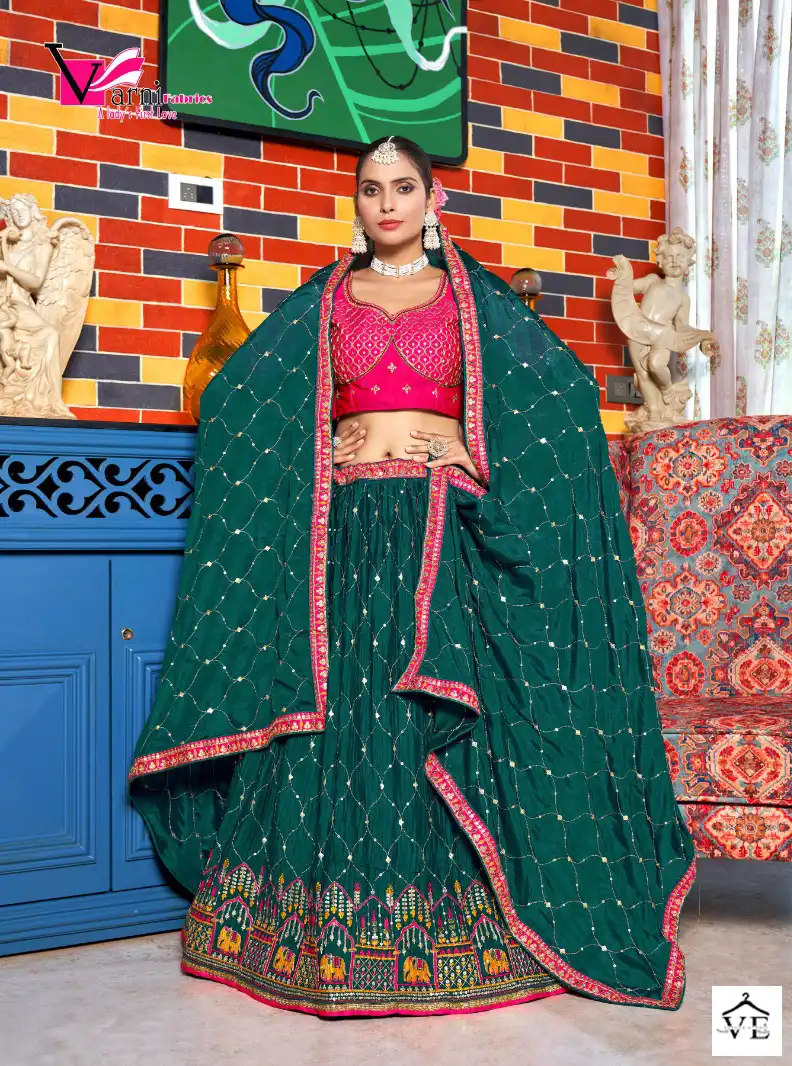 Varni Sanskriti Chinon Crushed Wholesale Lehenga Catalog — Wholesale Lehenga, MPA wholesale from Surat — view 2