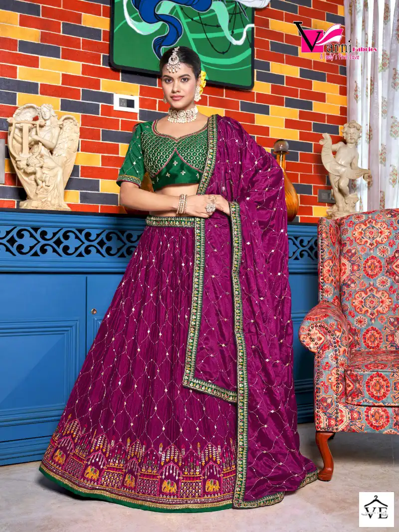 Varni Sanskriti Chinon Crushed Wholesale Lehenga Catalog — Wholesale Lehenga, MPA wholesale from Surat — view 3