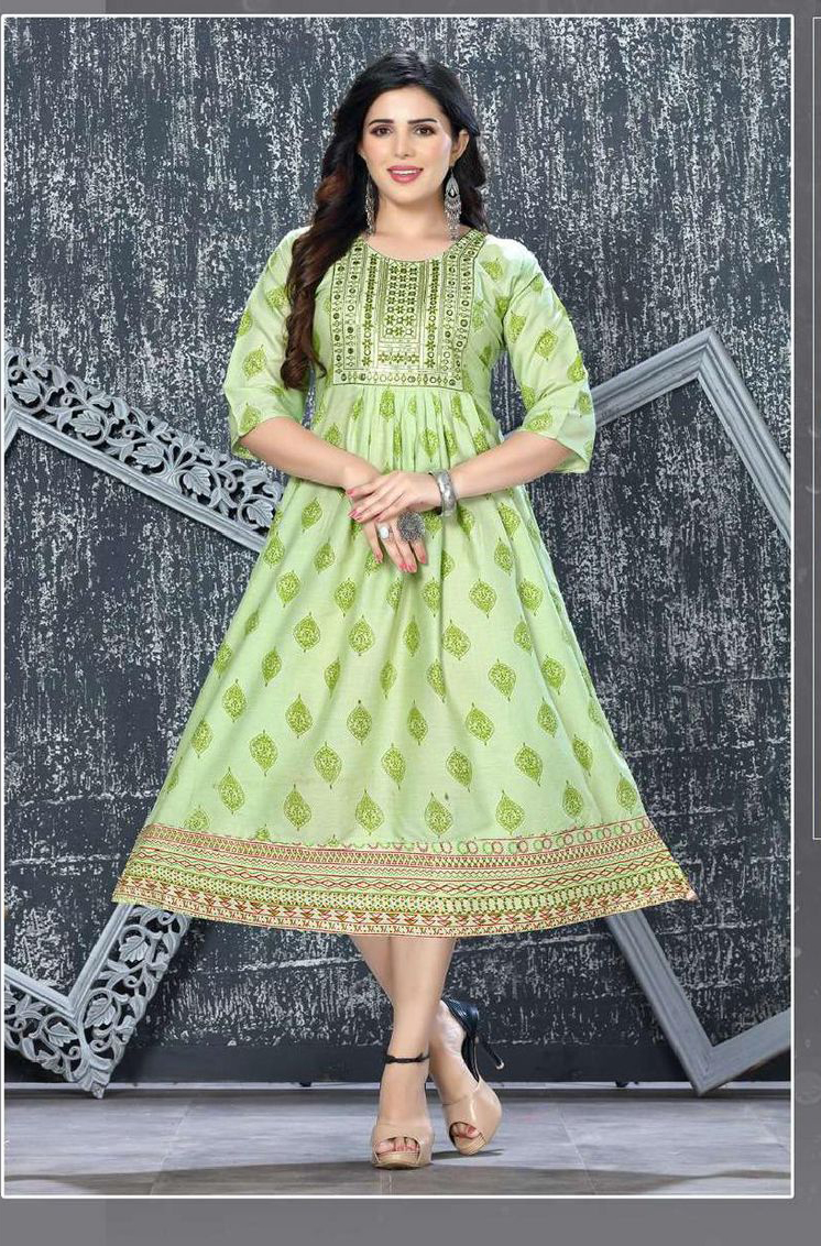 Beauty Queen Senorita Vol 15 Heavy 14 Kg Two Tone Rayon Wholesale Long Kurti Catalog — Wholesale Kurtis, MPA wholesale from Surat - Gallery Image 4