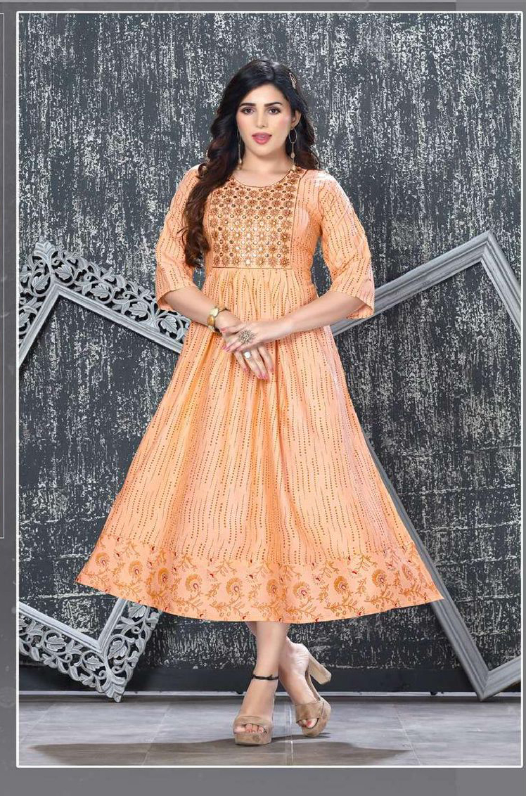 Beauty Queen Senorita Vol 15 Heavy 14 Kg Two Tone Rayon Wholesale Long Kurti Catalog — Wholesale Kurtis, MPA wholesale from Surat - Gallery Image 5