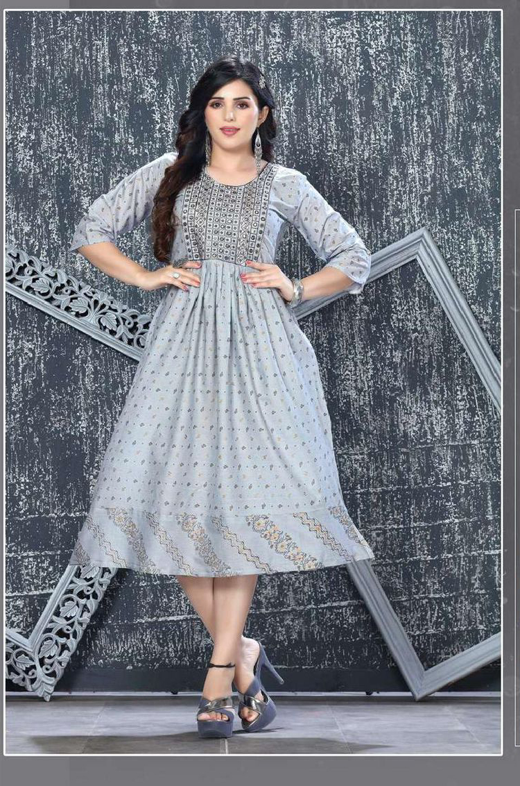 Beauty Queen Senorita Vol 15 Heavy 14 Kg Two Tone Rayon Wholesale Long Kurti Catalog — Wholesale Kurtis, MPA wholesale from Surat - Gallery Image 6