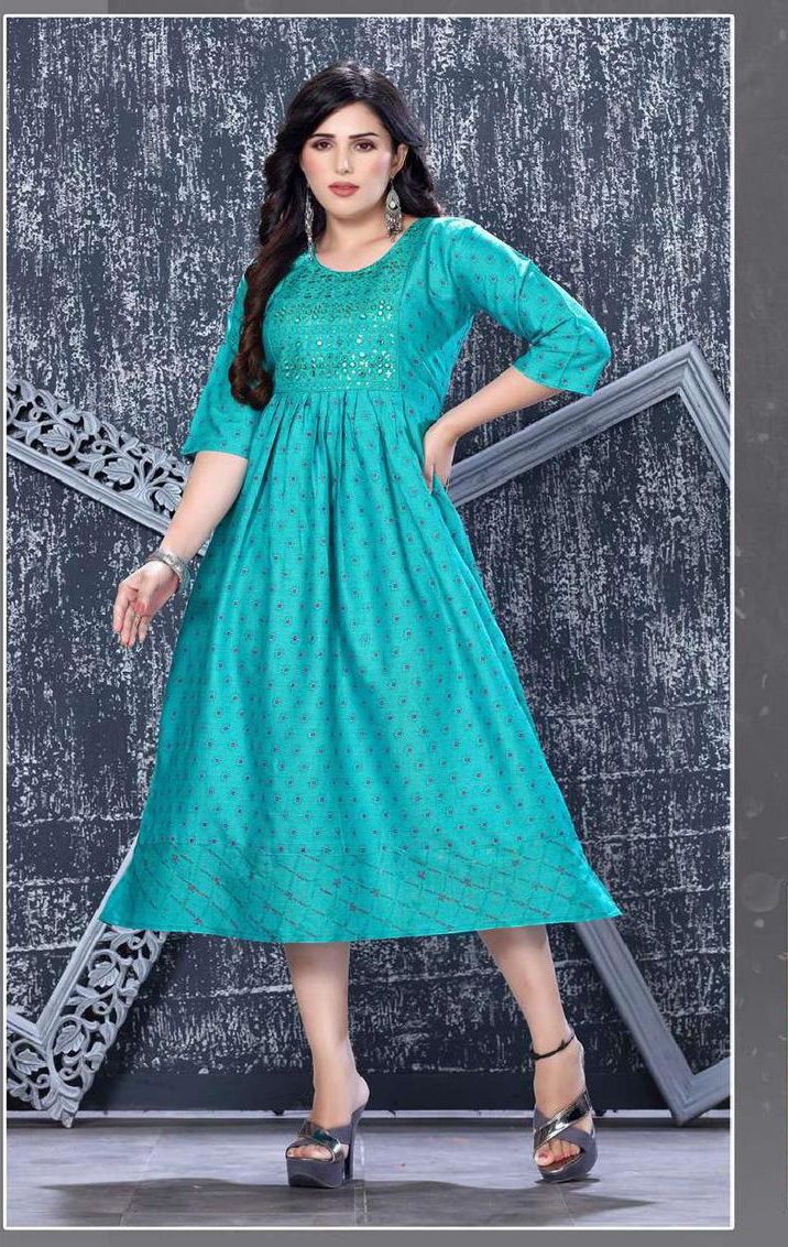 Beauty Queen Senorita Vol 15 Heavy 14 Kg Two Tone Rayon Wholesale Long Kurti Catalog — Wholesale Kurtis, MPA wholesale from Surat - Gallery Image 7