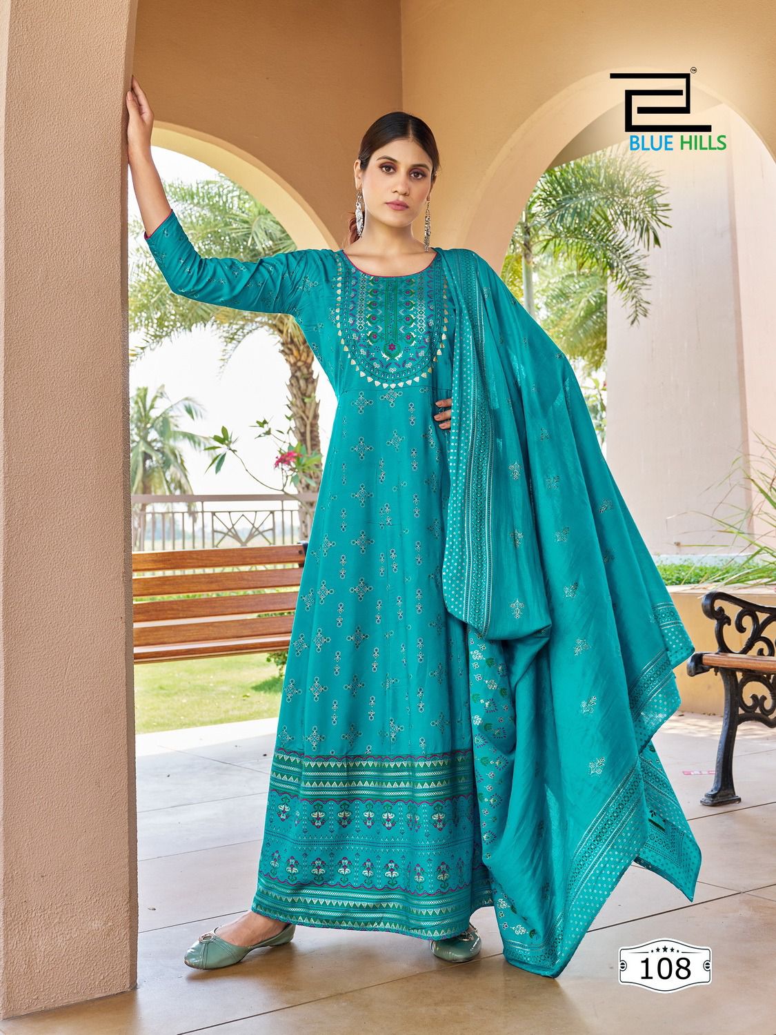 Blue Hills Senorita Vol 15 Rayon 14 Kg Foil Print Wholesale Designer Long Gown With Dupatta Catalog — Wholesale Kurtis, MPA wholesale from Surat - Gallery Image 2