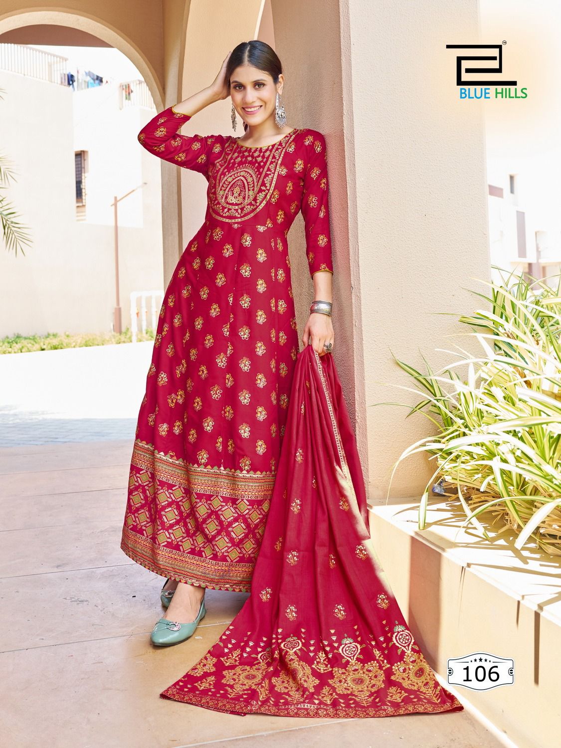 Blue Hills Senorita Vol 15 Rayon 14 Kg Foil Print Wholesale Designer Long Gown With Dupatta Catalog — Wholesale Kurtis, MPA wholesale from Surat - Gallery Image 3