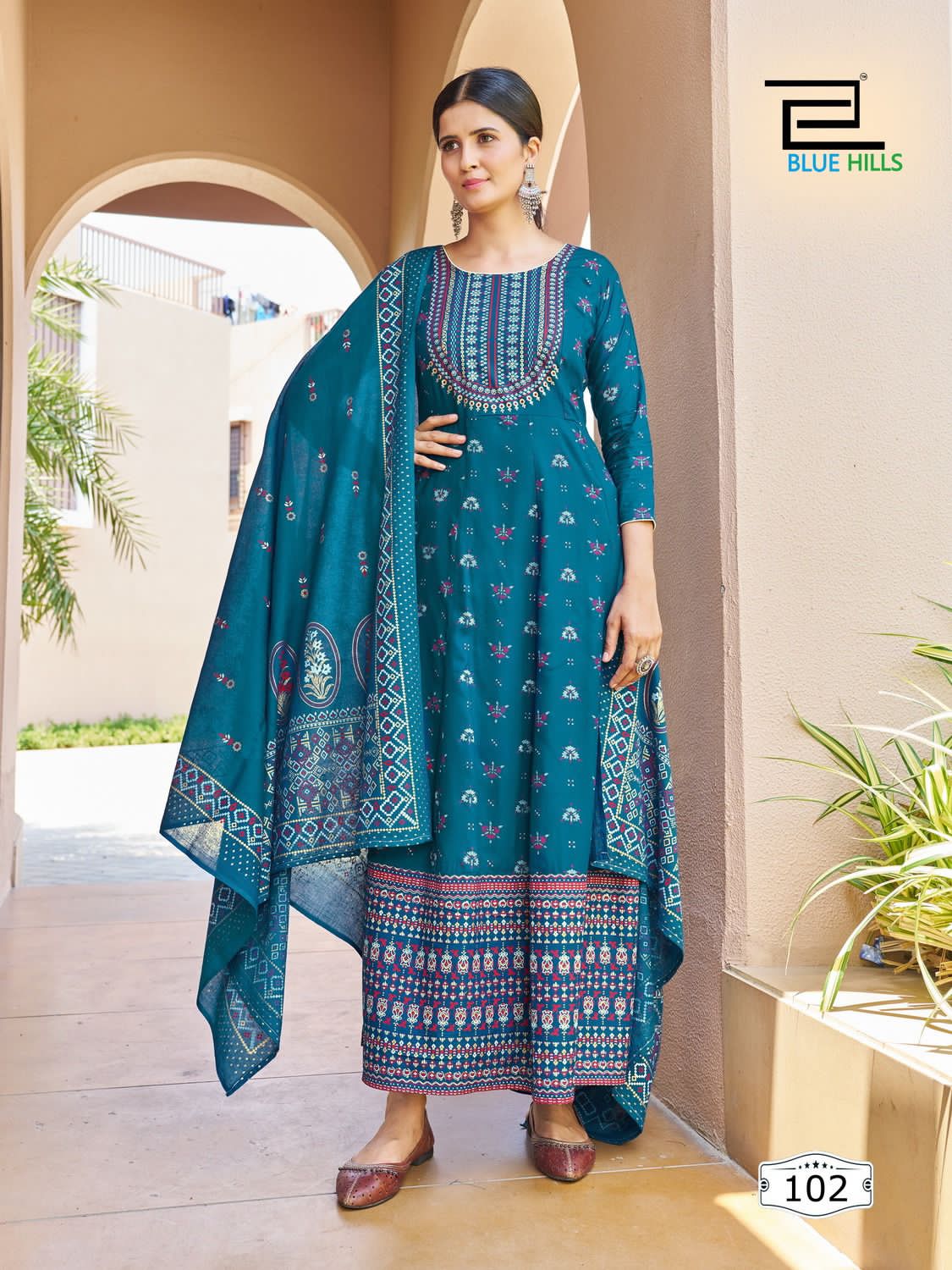 Blue Hills Senorita Vol 15 Rayon 14 Kg Foil Print Wholesale Designer Long Gown With Dupatta Catalog — Wholesale Kurtis, MPA wholesale from Surat - Gallery Image 6