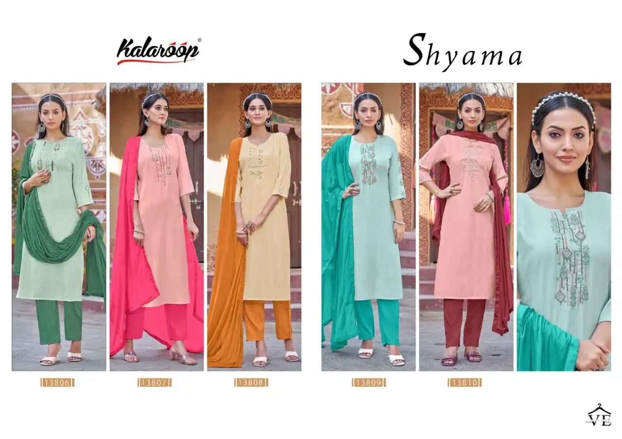 Kalaroop Shyama Fancy Rayon Wholesale Readymade Suits Catalog — Wholesale Salwar Suits, MPA wholesale from Surat — view 6