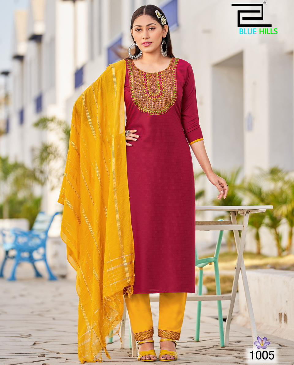 Blue Hills Skyline Vol 15 Viscose Dobby Wholesale Readymade Salwar Suit Catalog — Wholesale Salwar Suits, MPA wholesale from Surat — view 1