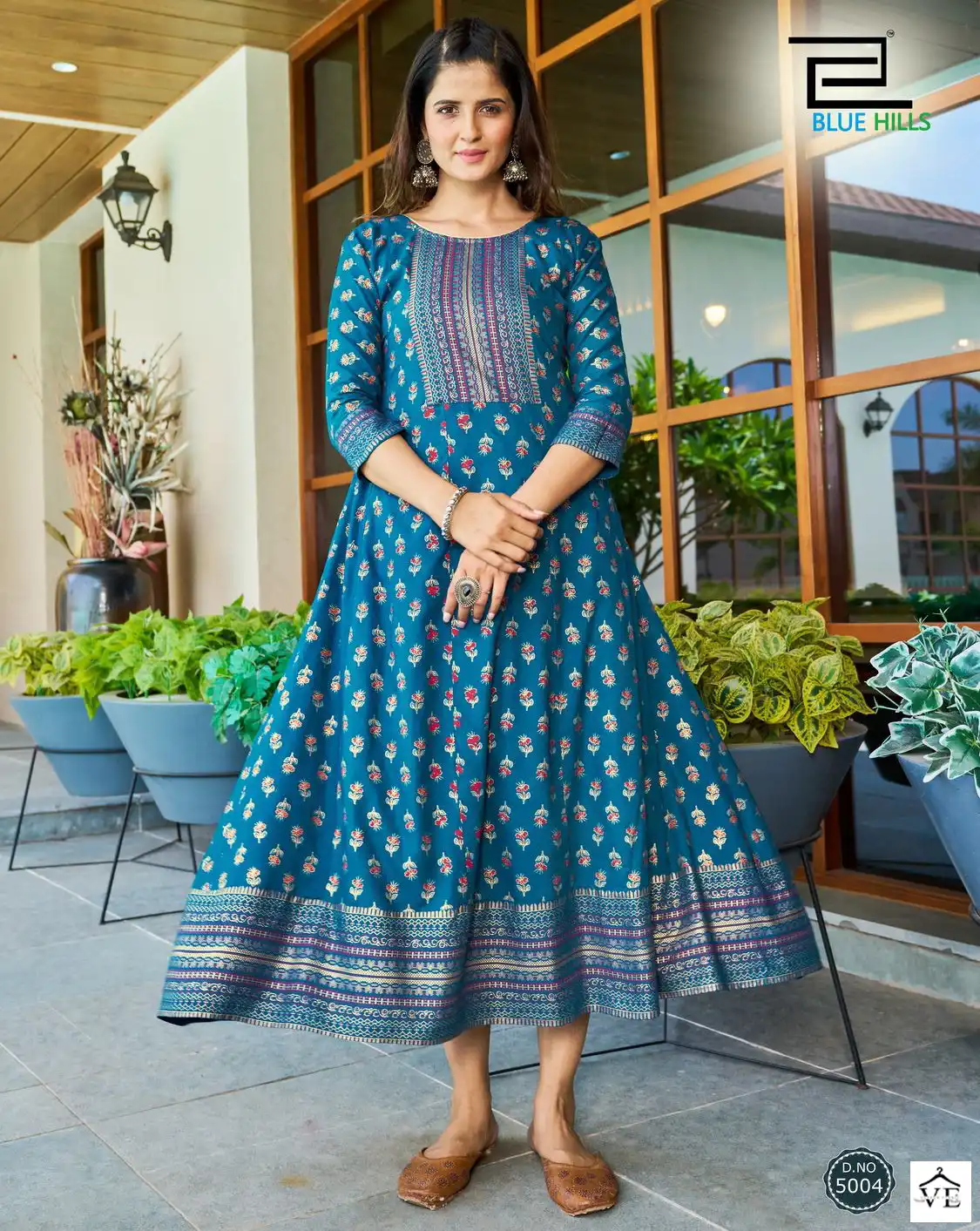 Blue Hills Starbucks Rayon 14Kg Foil Print Wholesale Anarkali Gown Catalog — Wholesale Kurtis, MPA wholesale from Surat — view 1