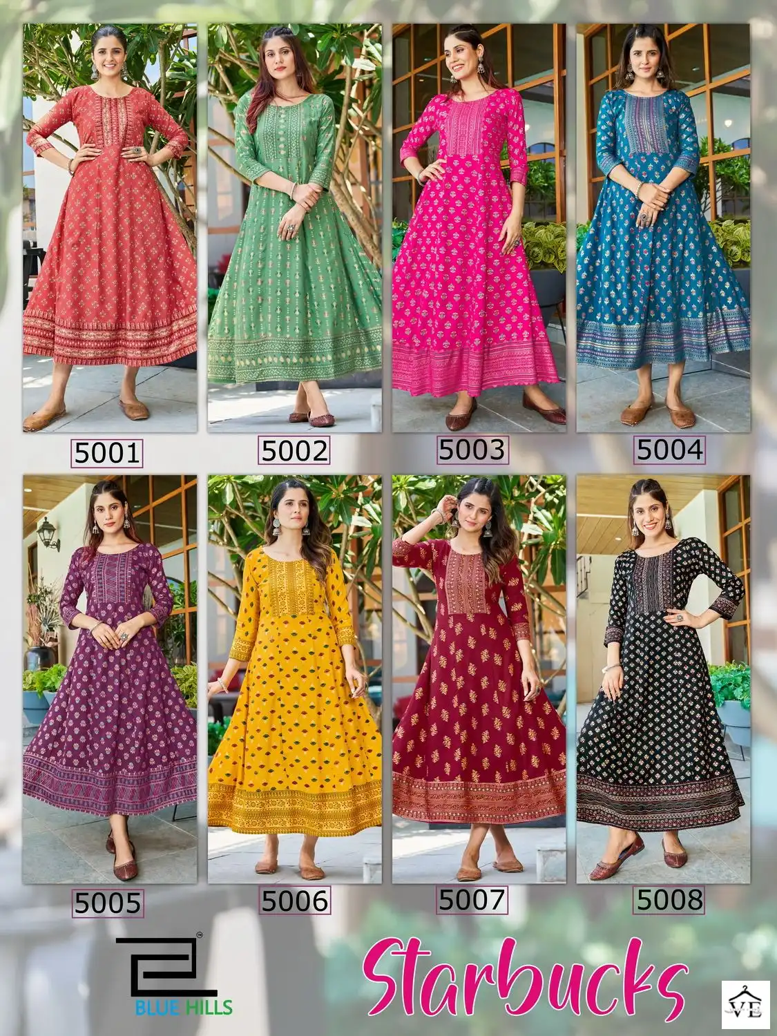 Blue Hills Starbucks Rayon 14Kg Foil Print Wholesale Anarkali Gown Catalog — Wholesale Kurtis, MPA wholesale from Surat — view 9