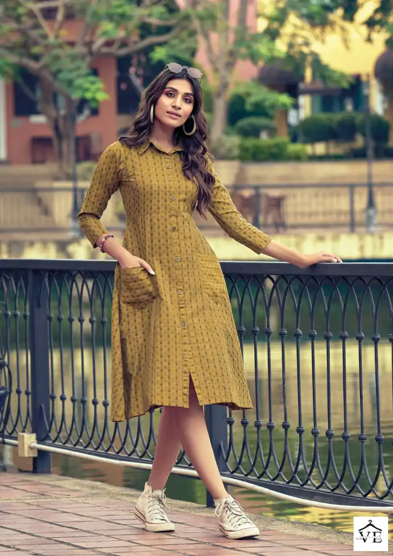 Poonam Stella Cotton Jacquard Wholesale Kurti Catalog — Wholesale Kurtis, MPA wholesale from Surat — view 5