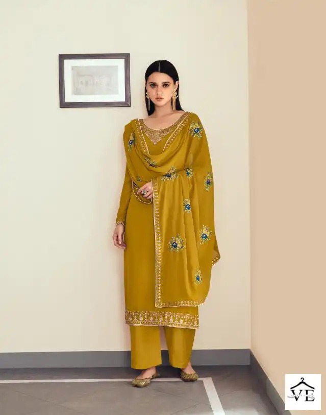 Aashirwad Sunheri Real Georgette Wholesale Designer Salwar Suits Catalog — Wholesale Salwar Suits, Aashirwad Creation wholesale from Surat - Gallery Image 2