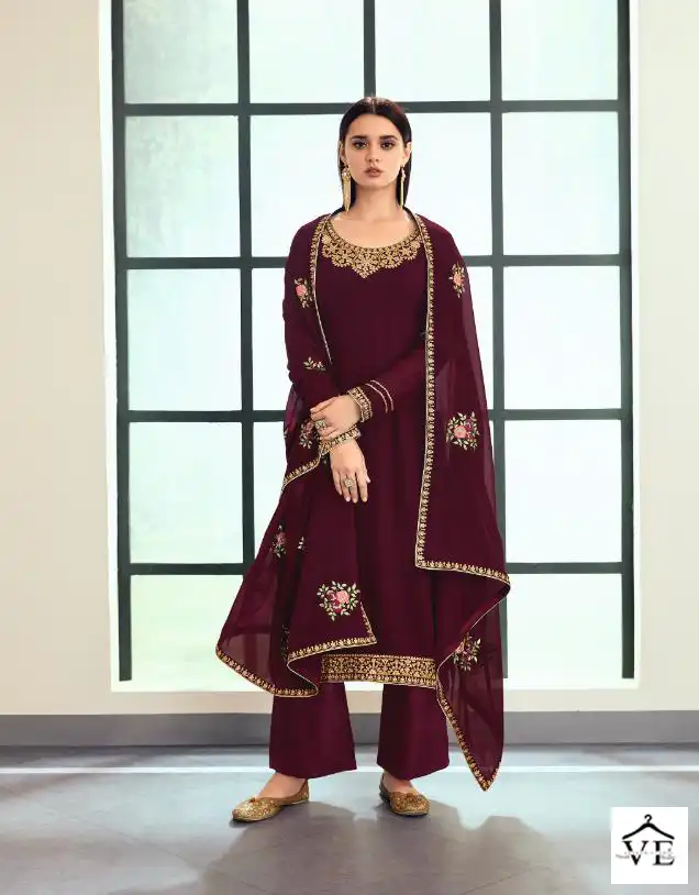 Aashirwad Sunheri Real Georgette Wholesale Designer Salwar Suits Catalog — Wholesale Salwar Suits, Aashirwad Creation wholesale from Surat - Gallery Image 3
