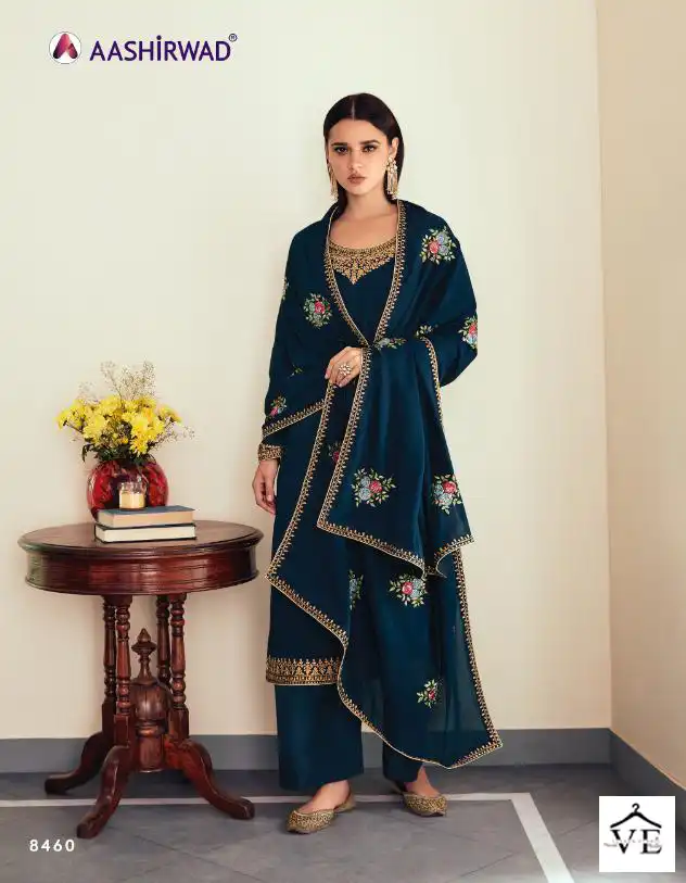 Aashirwad Sunheri Real Georgette Wholesale Designer Salwar Suits Catalog — Wholesale Salwar Suits, Aashirwad Creation wholesale from Surat - Gallery Image 4
