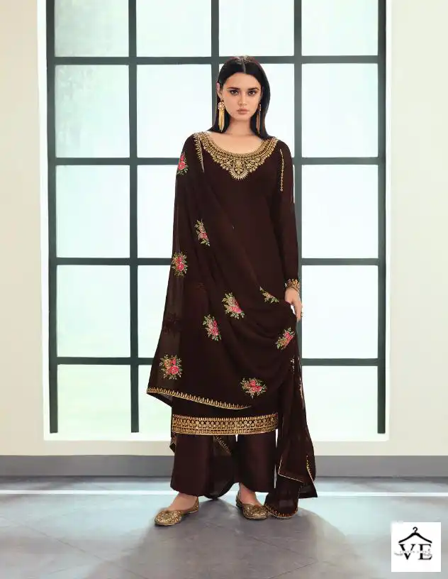 Aashirwad Sunheri Real Georgette Wholesale Designer Salwar Suits Catalog — Wholesale Salwar Suits, Aashirwad Creation wholesale from Surat - Gallery Image 6