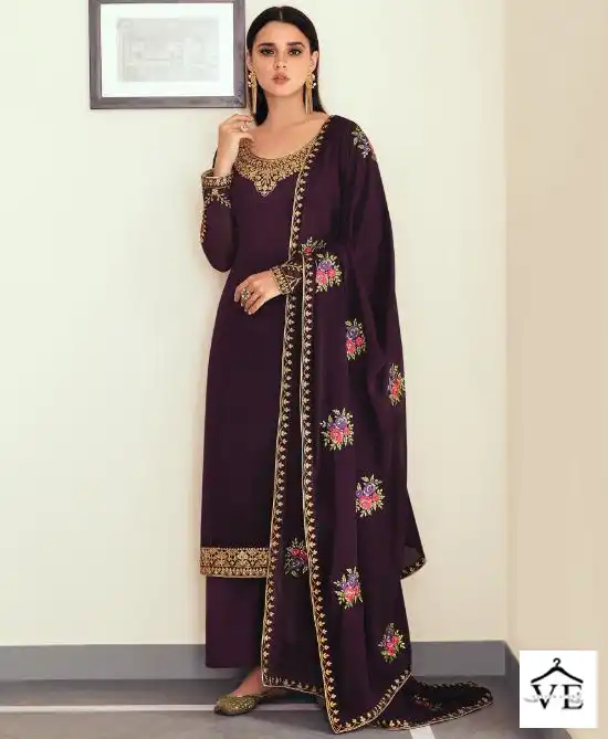 Aashirwad Sunheri Real Georgette Wholesale Designer Salwar Suits Catalog — Wholesale Salwar Suits, Aashirwad Creation wholesale from Surat — view 1