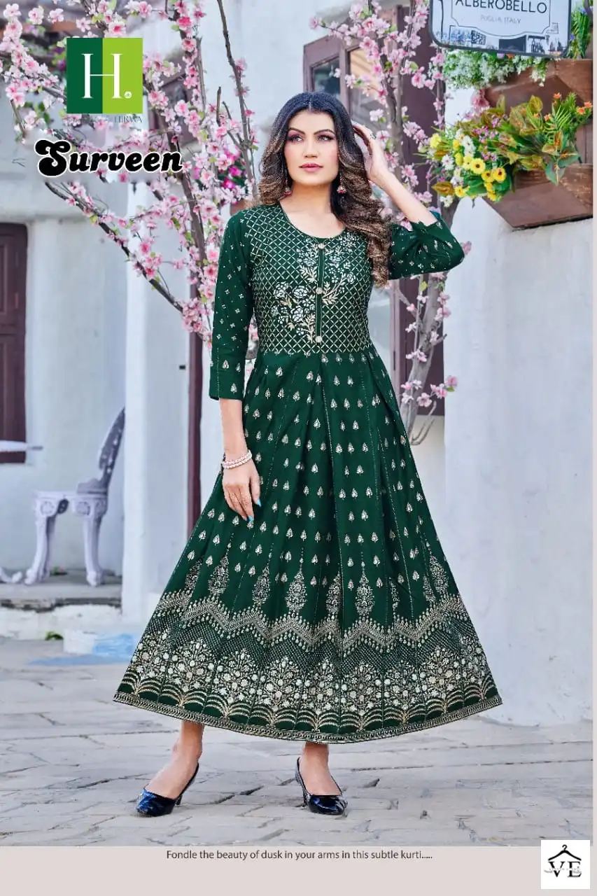 Hirwa Surveen Heavy Rayon Wholesale Kurti Catalog — Wholesale Kurtis, MPA wholesale from Surat — view 5