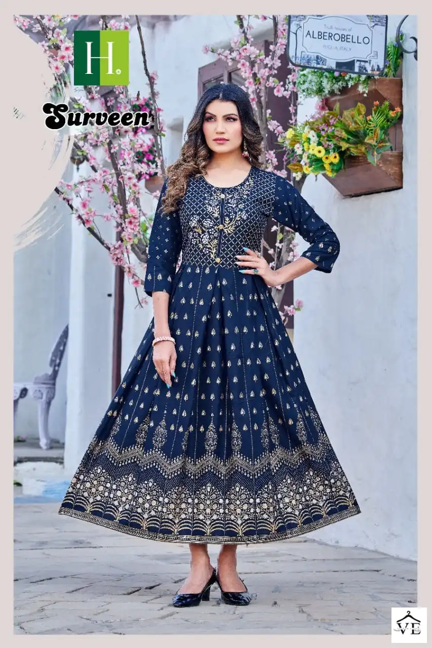Hirwa Surveen Heavy Rayon Wholesale Kurti Catalog — Wholesale Kurtis, MPA wholesale from Surat — view 3