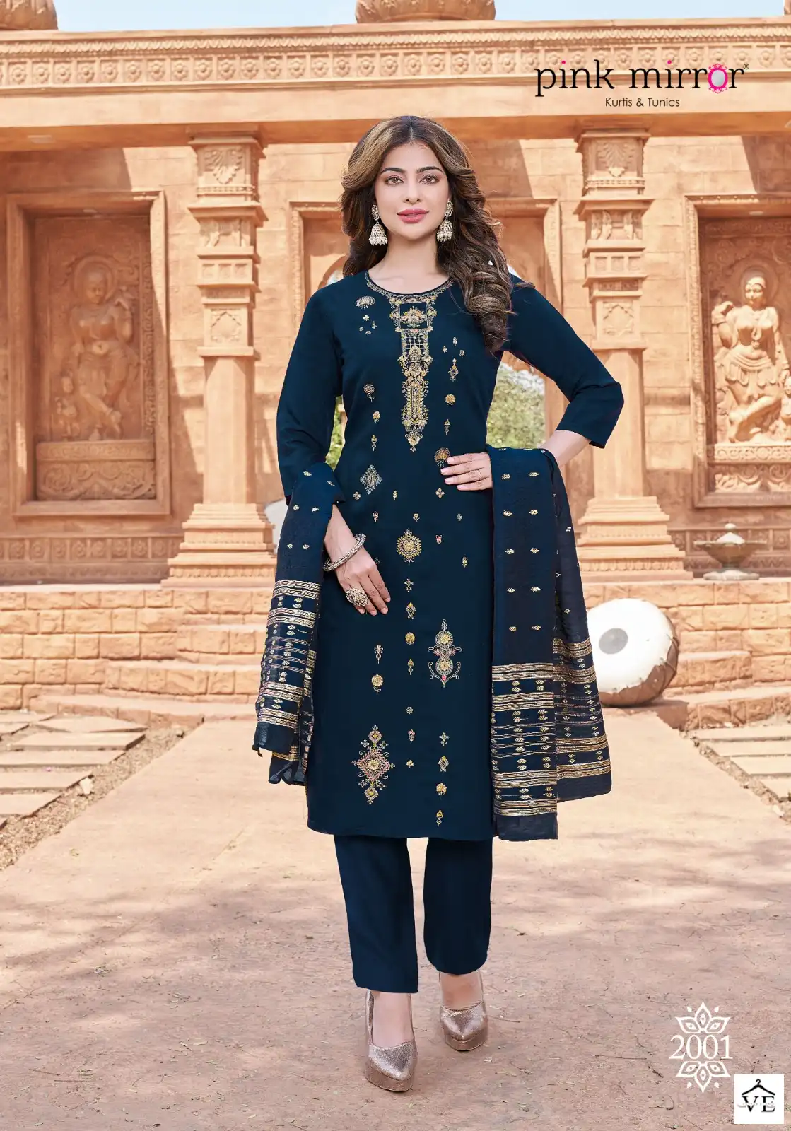 Pink Mirror Tiara Viscose Silk Wholesale Readymade Suits Catalog — Wholesale Salwar Suits, MPA wholesale from Surat - Gallery Image 2