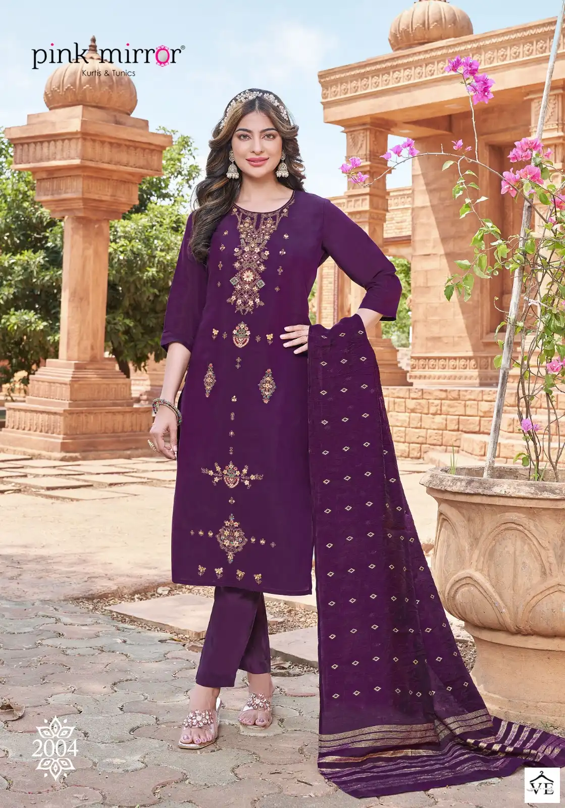 Pink Mirror Tiara Viscose Silk Wholesale Readymade Suits Catalog — Wholesale Salwar Suits, MPA wholesale from Surat - Gallery Image 4