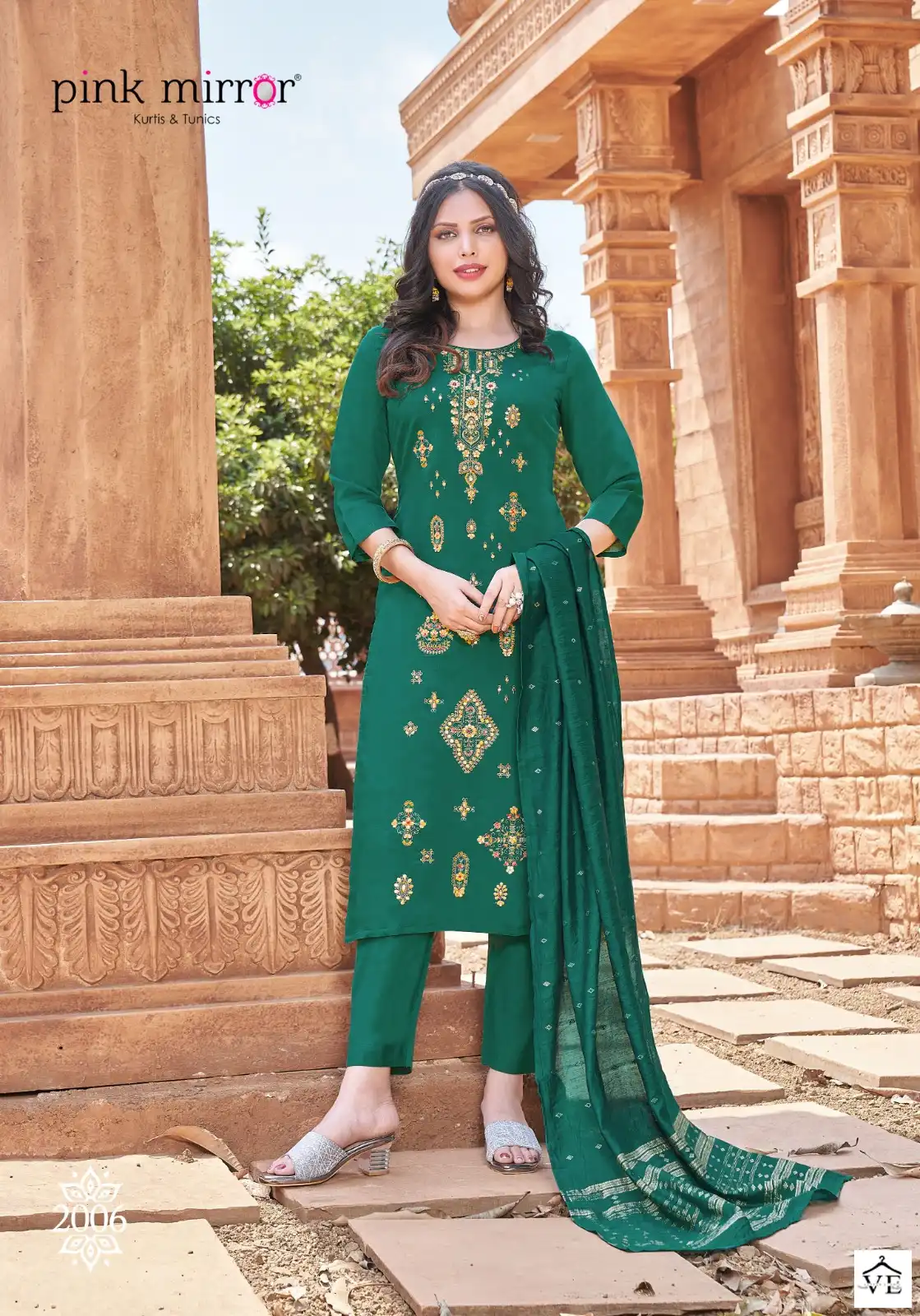 Pink Mirror Tiara Viscose Silk Wholesale Readymade Suits Catalog — Wholesale Salwar Suits, MPA wholesale from Surat - Gallery Image 5