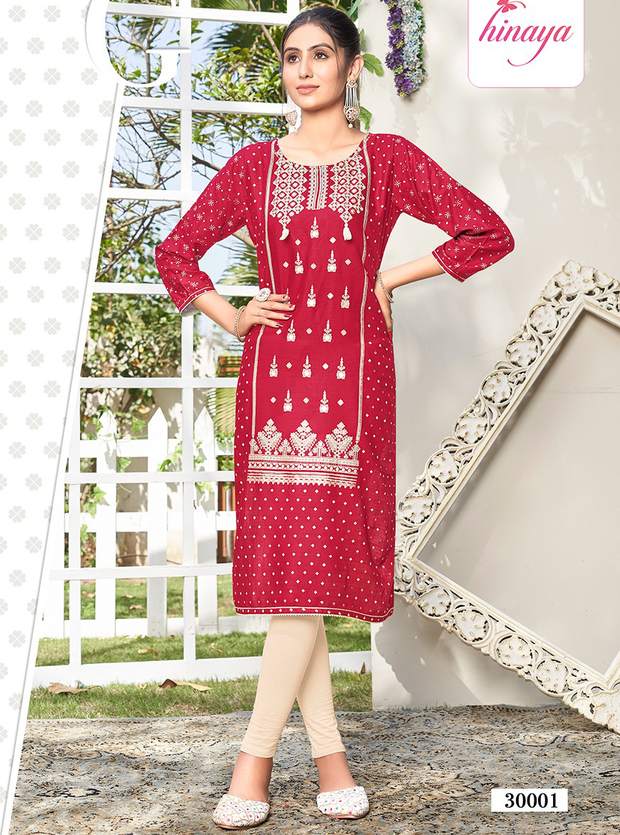 Hinaya Tiara Vol 30 Rayon Slub Printed Wholesale Kurtis Catalog — Wholesale Kurtis, MPA wholesale from Surat — view 1