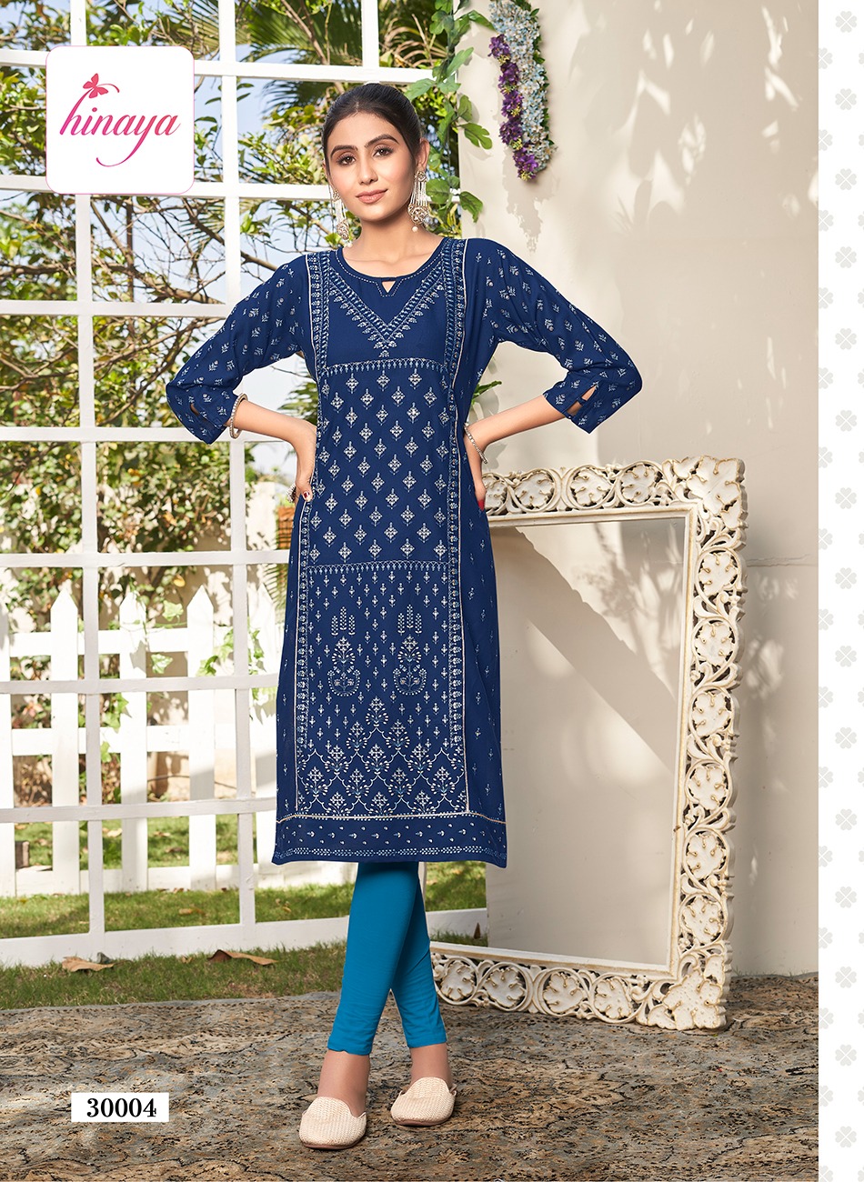 Hinaya Tiara Vol 30 Rayon Slub Printed Wholesale Kurtis Catalog — Wholesale Kurtis, MPA wholesale from Surat - Gallery Image 2