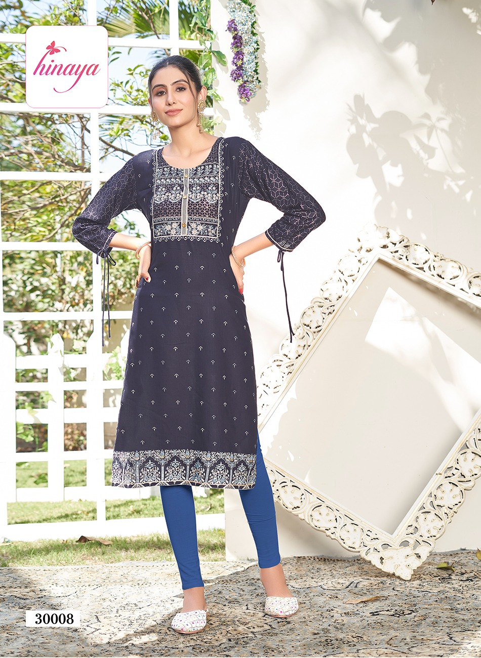 Hinaya Tiara Vol 30 Rayon Slub Printed Wholesale Kurtis Catalog — Wholesale Kurtis, MPA wholesale from Surat - Gallery Image 8