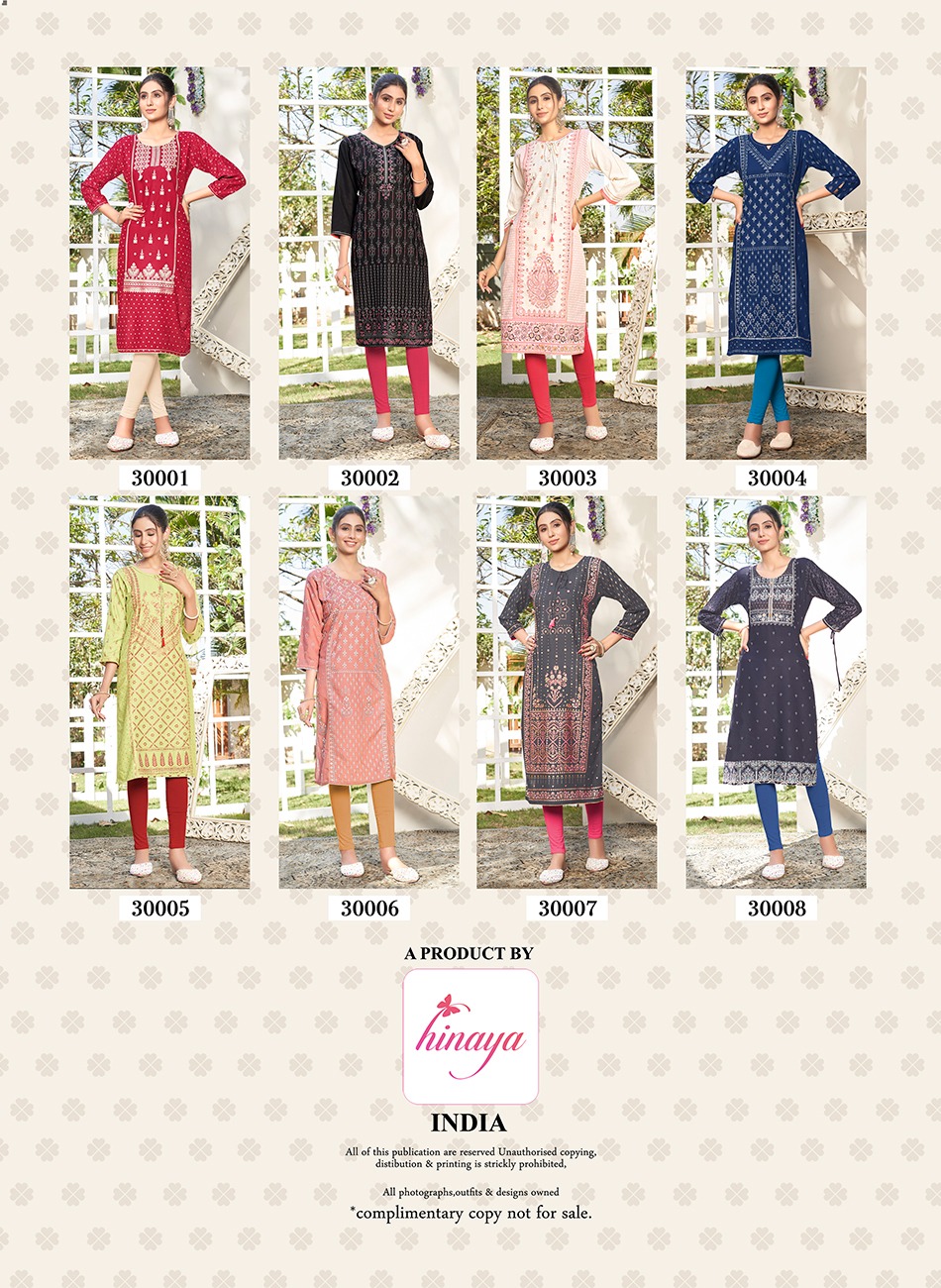 Hinaya Tiara Vol 30 Rayon Slub Printed Wholesale Kurtis Catalog — Wholesale Kurtis, MPA wholesale from Surat — view 9