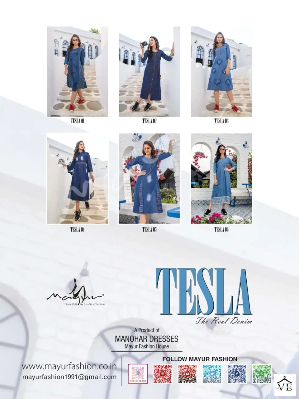 Vardan Ethnic Tesla Heavy Cotton Denim Wholesale Denim Kurtis Catalog — Wholesale Kurtis, MPA wholesale from Surat — view 7