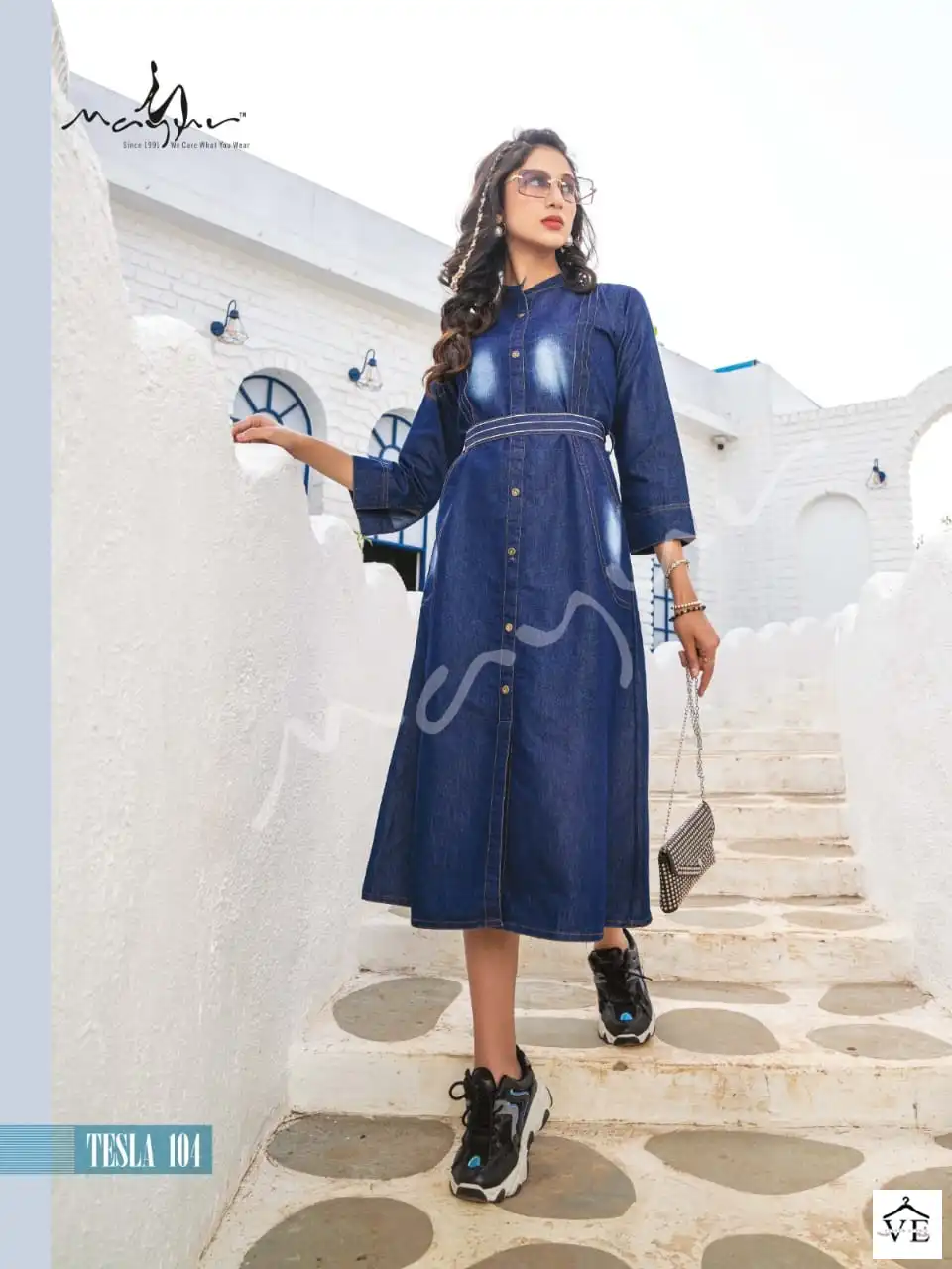 Vardan Ethnic Tesla Heavy Cotton Denim Wholesale Denim Kurtis Catalog — Wholesale Kurtis, MPA wholesale from Surat - Gallery Image 2