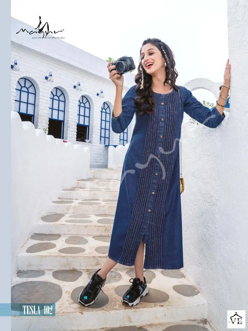 Vardan Ethnic Tesla Heavy Cotton Denim Wholesale Denim Kurtis Catalog — Wholesale Kurtis, MPA wholesale from Surat - Gallery Image 5