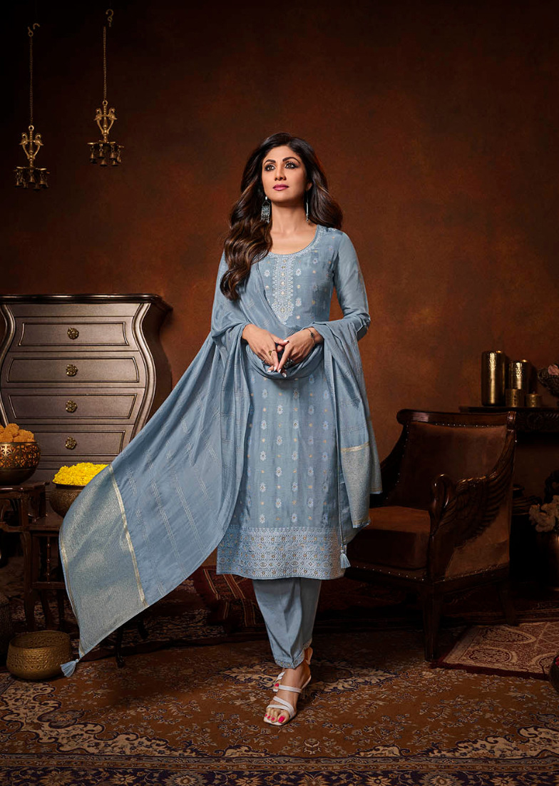 Vardan Ethnic Vatsam Shilpa Vol 3 Pure Viscose Dola Jacquard Wholesale Readymade Salwar Suit Catalog — Wholesale Salwar Suits, MPA wholesale from Surat - Gallery Image 3