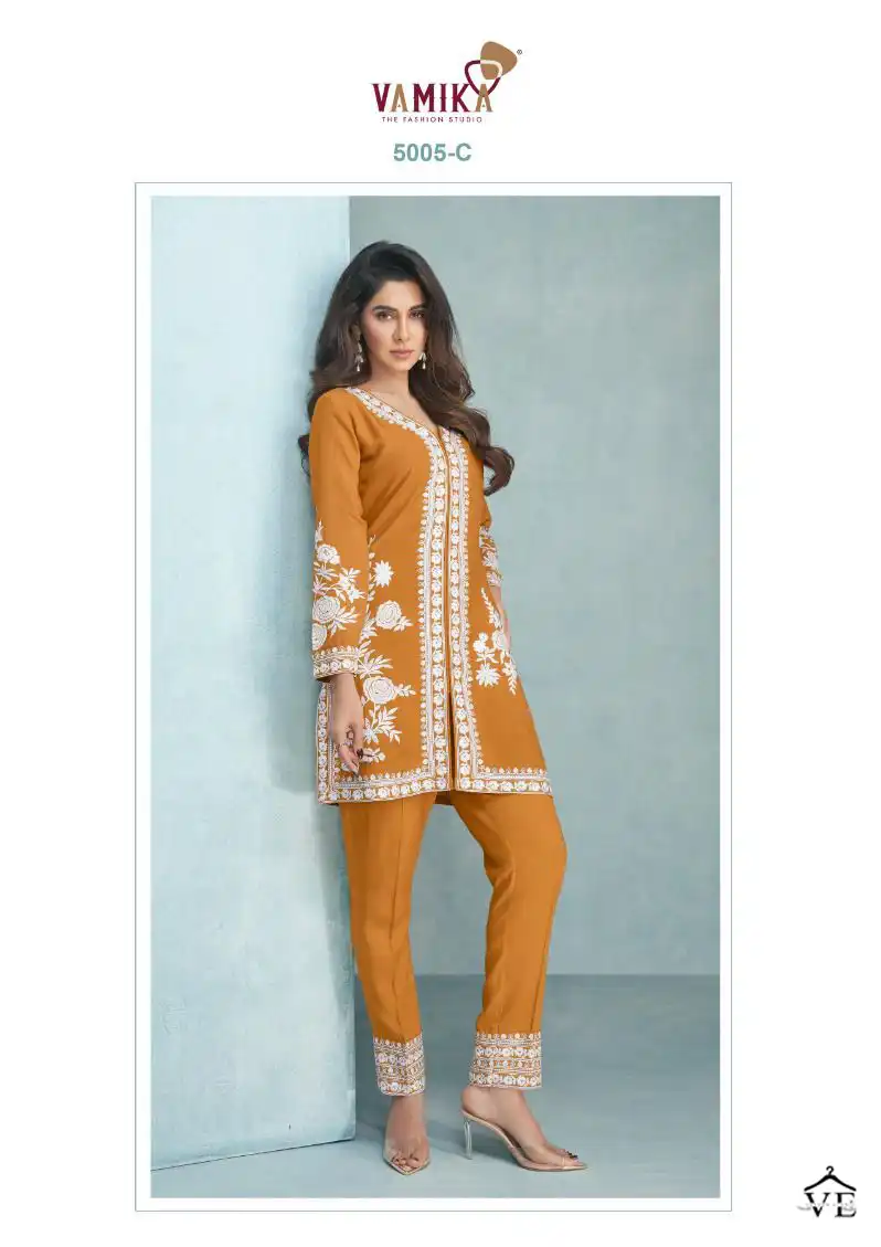 Vamika Veera Gold Heavy Rayon Wholesale Co-Ord Set Catalog — Wholesale Kurtis, MPA wholesale from Surat — view 3