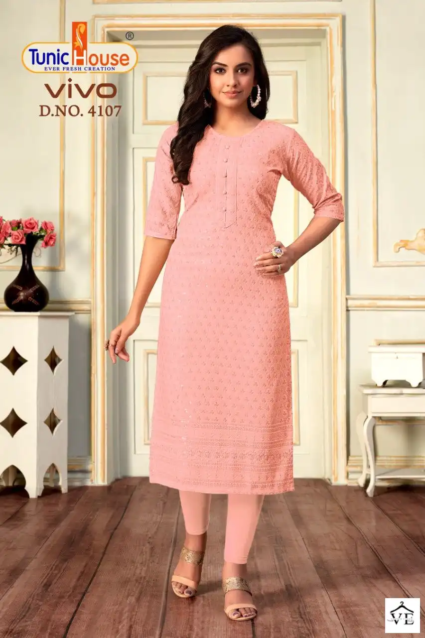 Tunic House Vivo Viscose Rayon Wholesale Kurti Catalog — Wholesale Kurtis, MPA wholesale from Surat - Gallery Image 4
